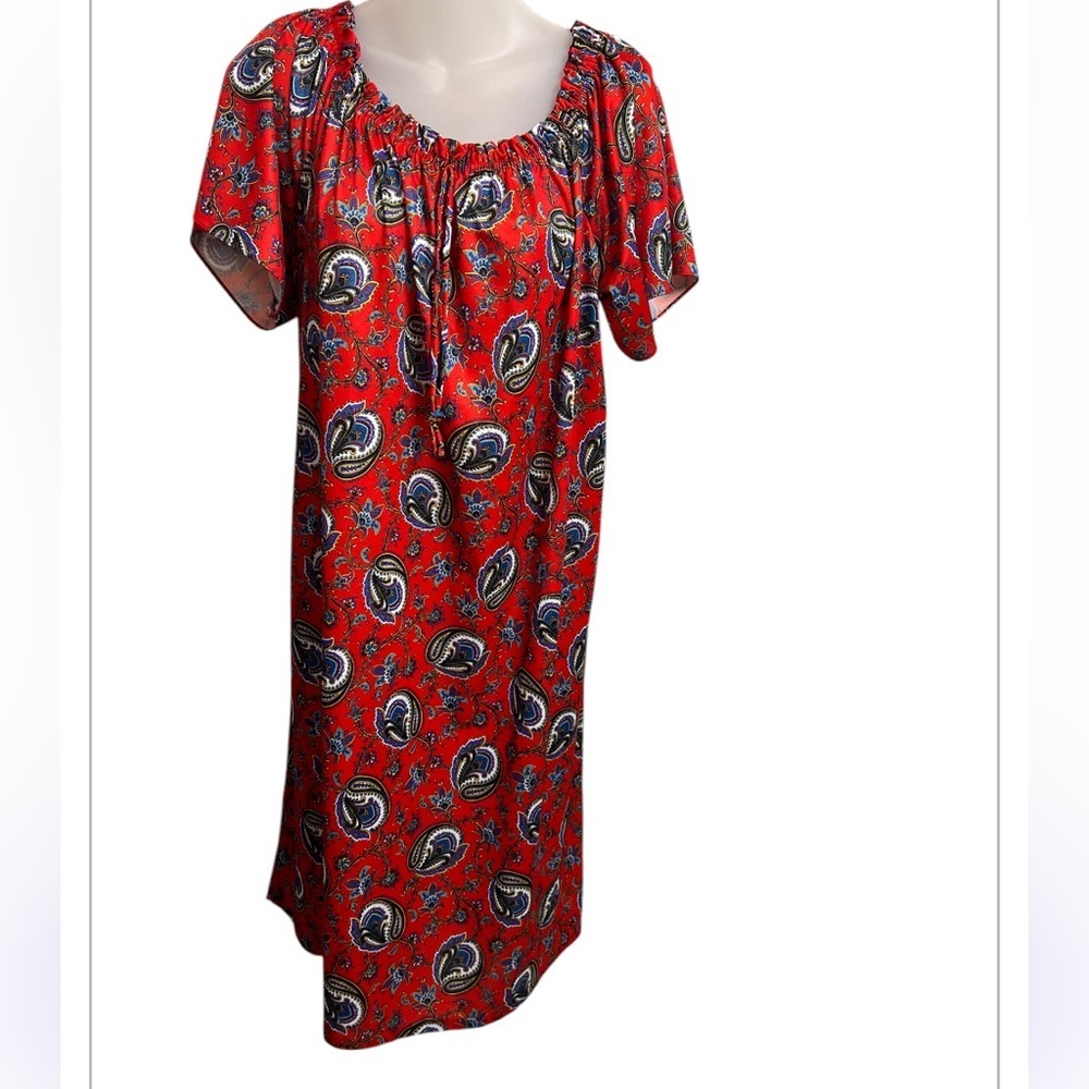 Vintage MuMu New York Tara Paisley Print Red Maxi Dress